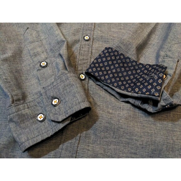 Men's Craft And Flow Button Down Flip Cuff Long Sleeve Shirt Blue Size XL EUC - Picture 5 of 10